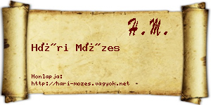 Hári Mózes névjegykártya