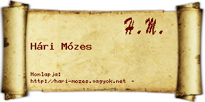 Hári Mózes névjegykártya